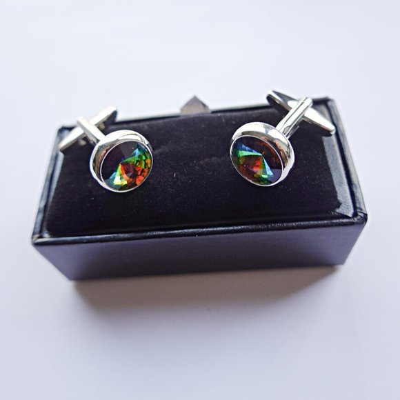 Rainbow Crystal Cufflinks - Picture 1 of 1